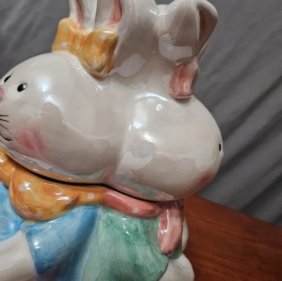 Silvestri Easter Cookie Jar Ceramic Iridescent Glaze Pastel Multicolor (FLAWED) - Picture 6 of 8